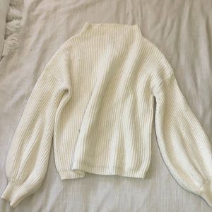 Cream balloon sleeve knit sweater